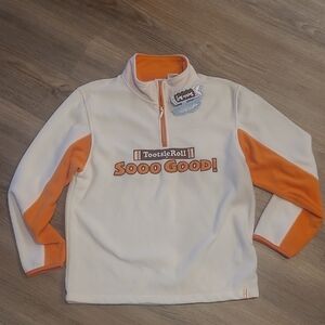 Tootsie Roll Fleece Pullover in Cream and Orange